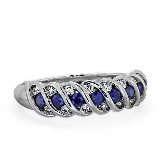 Half Eternity Blue Sapphire and Diamond 0.56ct Ring 18K White Gold GEM13_WG_BS_THUMB1