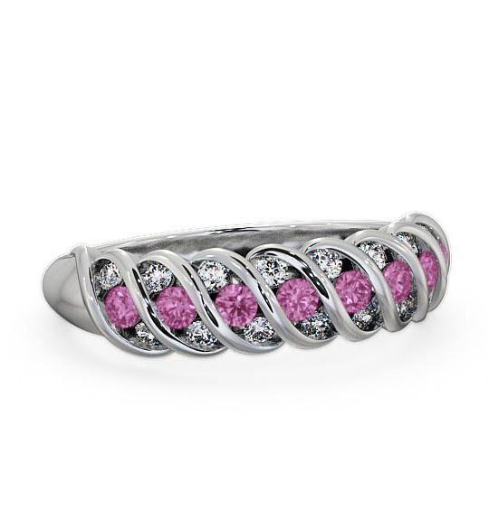 Half Eternity Pink Sapphire and Diamond 0.56ct Ring 18K White Gold GEM13_WG_PS_THUMB1