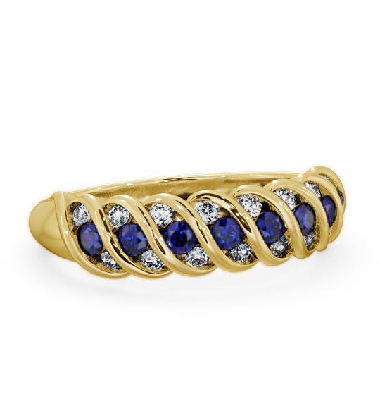 Half Eternity Blue Sapphire and Diamond 0.56ct Ring 9K Yellow Gold GEM13_YG_BS_THUMB1