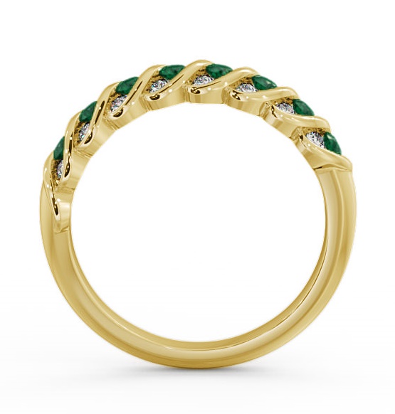 Half Eternity Emerald and Diamond 0.47ct Ring 18K Yellow Gold GEM13_YG_EM_THUMB1 