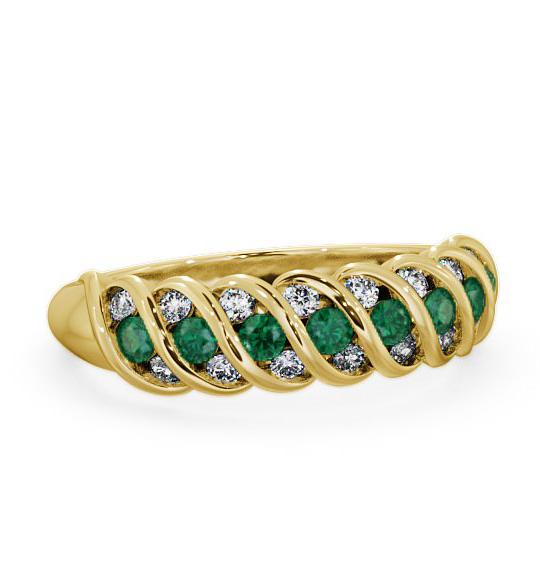 Half Eternity Emerald and Diamond 0.47ct Ring 9K Yellow Gold GEM13_YG_EM_THUMB1