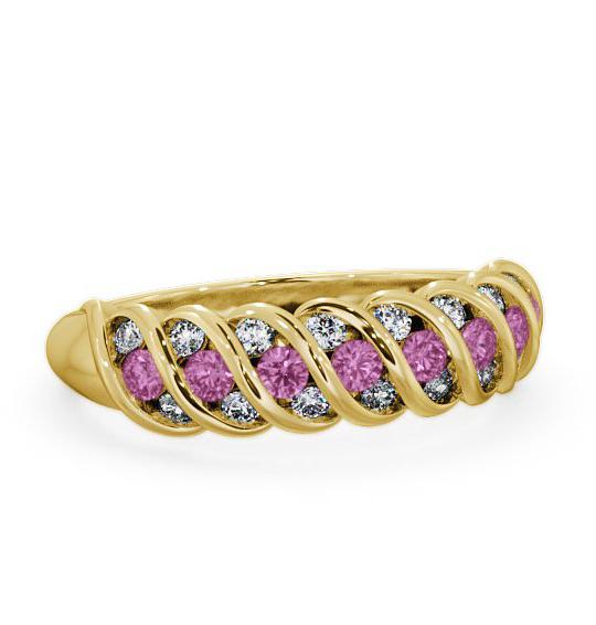 Half Eternity Pink Sapphire and Diamond 0.56ct Ring 9K Yellow Gold GEM13_YG_PS_THUMB1