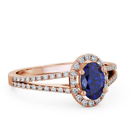 Halo Blue Sapphire and Diamond 0.86ct Ring 9K Rose Gold GEM14_RG_BS_THUMB1