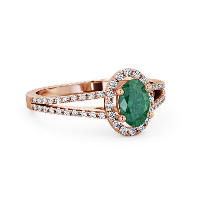 Halo Emerald and Diamond 0.78ct Ring 9K Rose Gold - Jailah GEM14_RG_EM_HAND