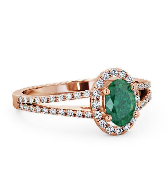 Halo Emerald and Diamond 0.78ct Ring 18K Rose Gold GEM14_RG_EM_THUMB2 