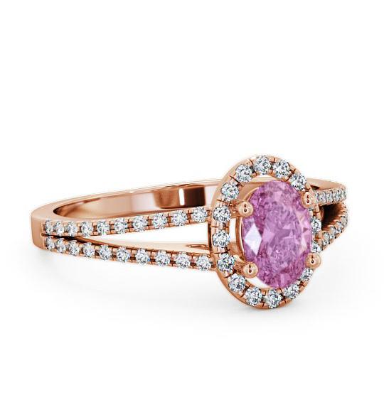 Halo Pink Sapphire and Diamond 0.86ct Ring 18K Rose Gold GEM14_RG_PS_THUMB1