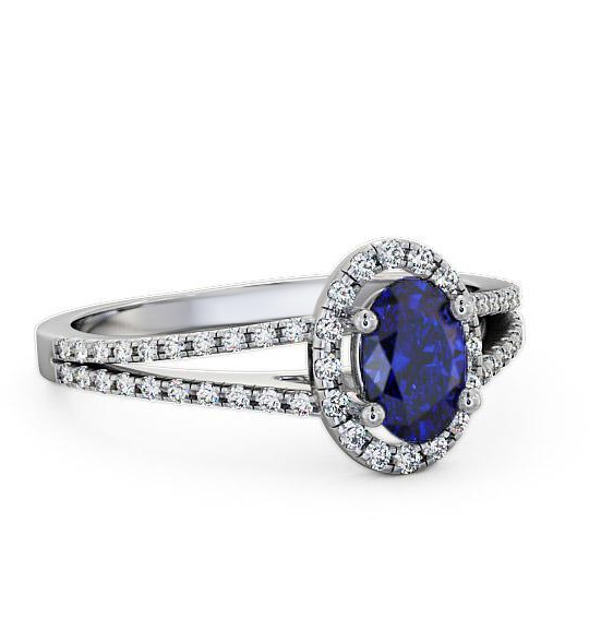 Halo Blue Sapphire and Diamond 0.86ct Ring 18K White Gold GEM14_WG_BS_THUMB2 
