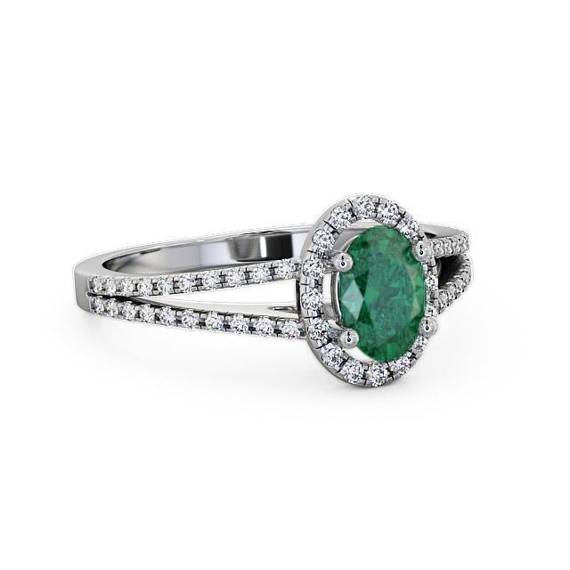 Halo Emerald and Diamond 0.78ct Ring 18K White Gold - Jailah GEM14_WG_EM_HAND