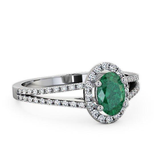 Halo Emerald and Diamond 0.78ct Ring Platinum GEM14_WG_EM_THUMB1