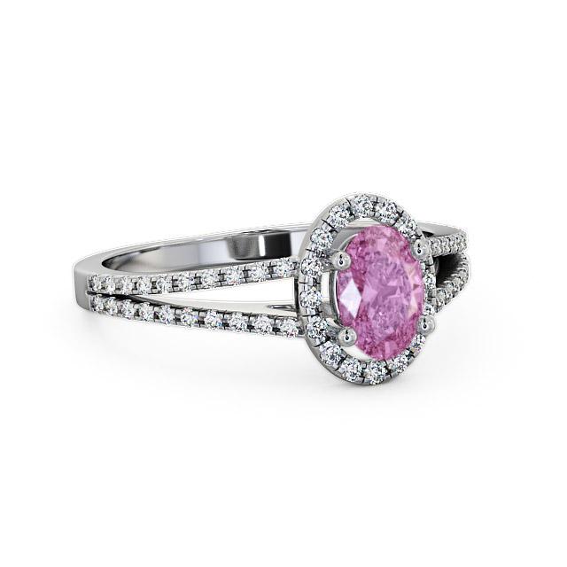 Halo Pink Sapphire and Diamond 0.86ct Ring 18K White Gold - Jailah GEM14_WG_PS_HAND