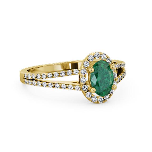 Halo Emerald and Diamond 0.78ct Ring 9K Yellow Gold - Jailah GEM14_YG_EM_HAND