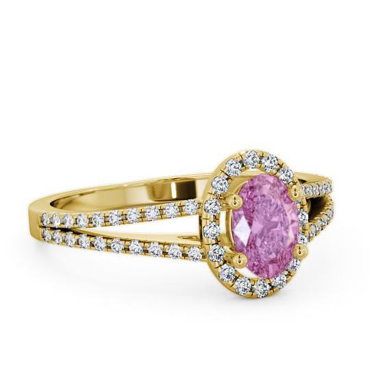Halo Pink Sapphire and Diamond 0.86ct Ring 9K Yellow Gold GEM14_YG_PS_THUMB1