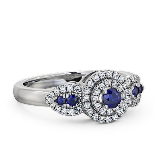 Cluster Blue Sapphire and Diamond 0.50ct Ring 18K White Gold GEM15_WG_BS_THUMB1
