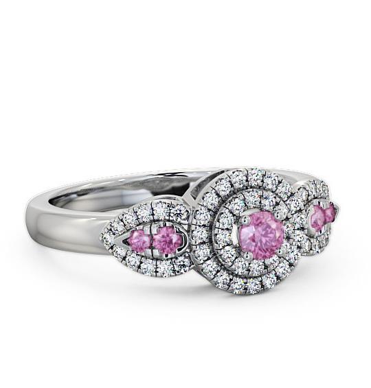 Cluster Pink Sapphire and Diamond 0.50ct Ring 18K White Gold GEM15_WG_PS_THUMB1