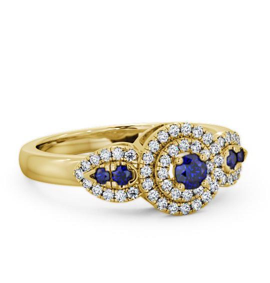 Cluster Blue Sapphire and Diamond 0.50ct Ring 9K Yellow Gold GEM15_YG_BS_THUMB1