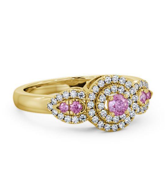 Cluster Pink Sapphire and Diamond 0.50ct Ring 9K Yellow Gold GEM15_YG_PS_THUMB1