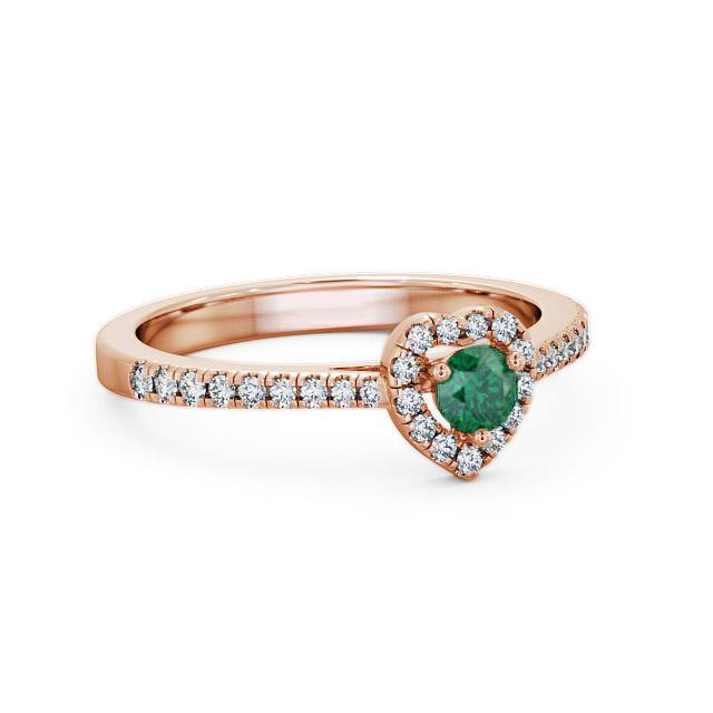 Halo Emerald and Diamond 0.43ct Ring 18K Rose Gold - Adia GEM16_RG_EM_HAND