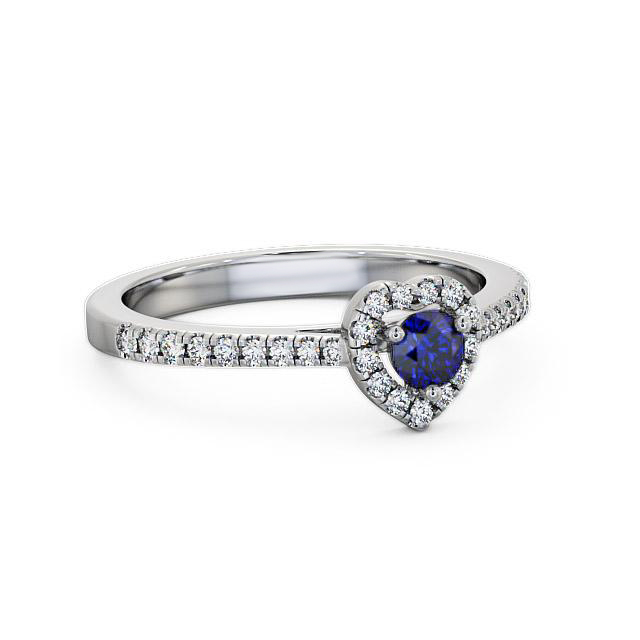 Halo Blue Sapphire and Diamond 0.50ct Ring Palladium - Adia GEM16_WG_BS_HAND