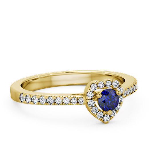 Halo Blue Sapphire and Diamond 0.50ct Ring 9K Yellow Gold GEM16_YG_BS_THUMB1