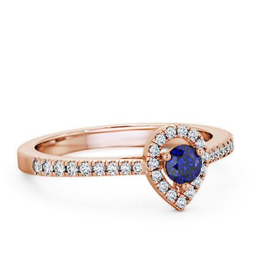 Halo Blue Sapphire and Diamond 0.37ct Ring 9K Rose Gold GEM17_RG_BS_THUMB1