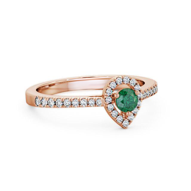 Halo Emerald and Diamond 0.34ct Ring 9K Rose Gold - Rivka GEM17_RG_EM_HAND