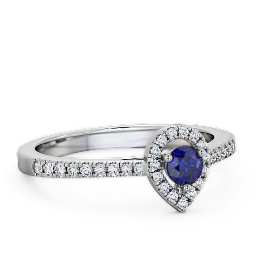 Halo Blue Sapphire and Diamond 0.37ct Ring 9K White Gold GEM17_WG_BS_THUMB1