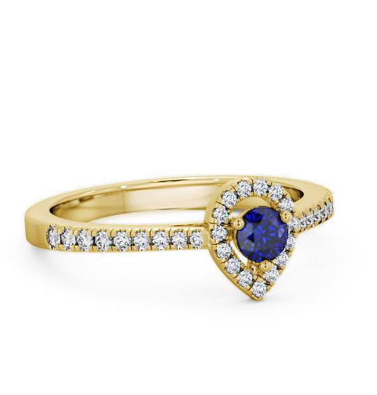 Halo Blue Sapphire and Diamond 0.37ct Ring 18K Yellow Gold GEM17_YG_BS_THUMB1