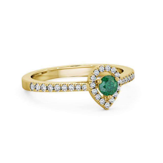 Halo Emerald and Diamond 0.34ct Ring 9K Yellow Gold - Rivka GEM17_YG_EM_HAND