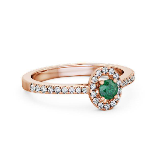 Halo Emerald and Diamond 0.33ct Ring 9K Rose Gold - Charlene GEM18_RG_EM_HAND