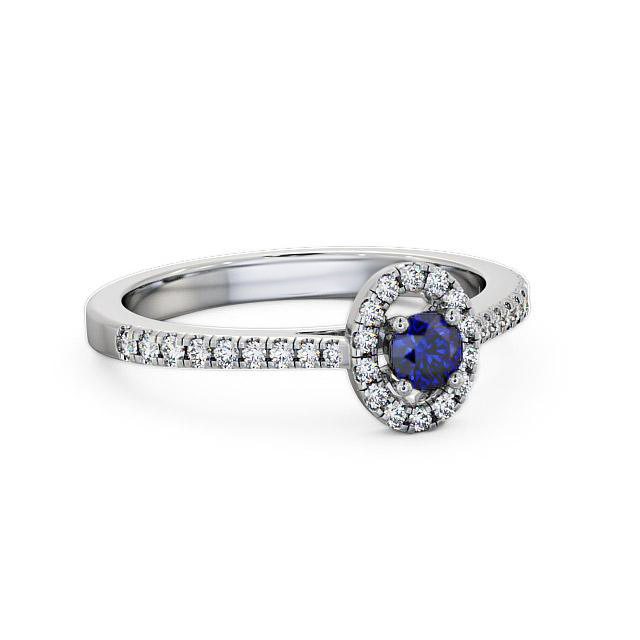 Halo Blue Sapphire and Diamond 0.36ct Ring 18K White Gold - Charlene GEM18_WG_BS_HAND