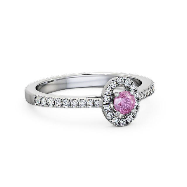 Halo Pink Sapphire and Diamond 0.36ct Ring 18K White Gold - Charlene GEM18_WG_PS_HAND