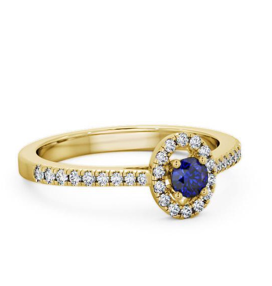 Halo Blue Sapphire and Diamond 0.36ct Ring 9K Yellow Gold GEM18_YG_BS_THUMB1