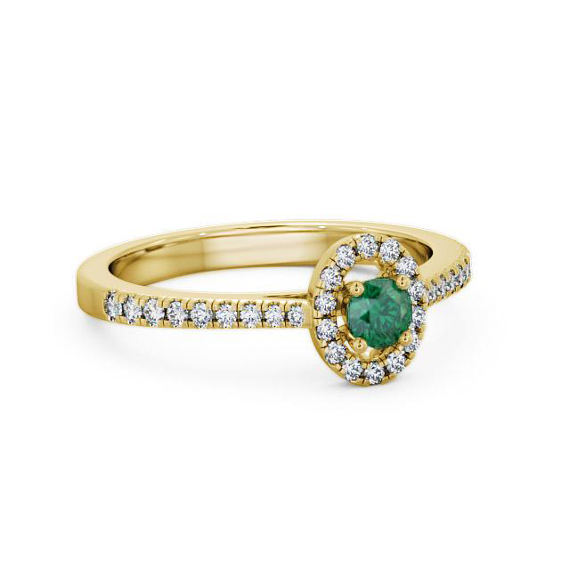 Halo Emerald and Diamond 0.33ct Ring 9K Yellow Gold - Charlene GEM18_YG_EM_HAND
