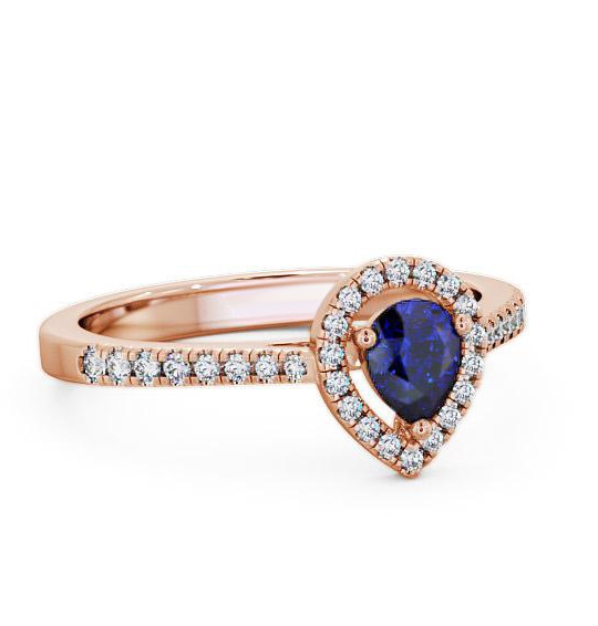 Halo Blue Sapphire and Diamond 0.57ct Ring 9K Rose Gold GEM19_RG_BS_THUMB1