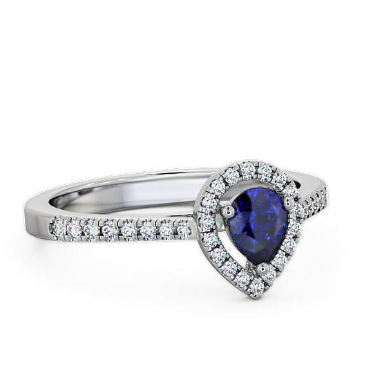 Halo Blue Sapphire and Diamond 0.57ct Ring 9K White Gold GEM19_WG_BS_THUMB2 