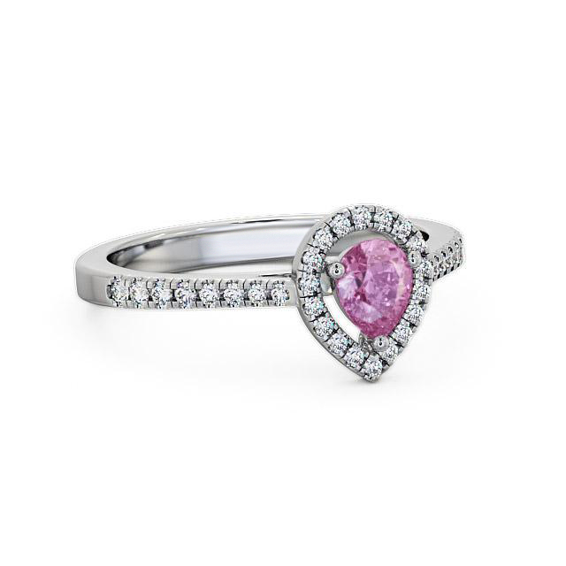 Halo Pink Sapphire and Diamond 0.57ct Ring 18K White Gold - Jadore GEM19_WG_PS_HAND