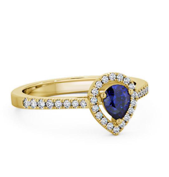 Halo Blue Sapphire and Diamond 0.57ct Ring 18K Yellow Gold GEM19_YG_BS_THUMB1