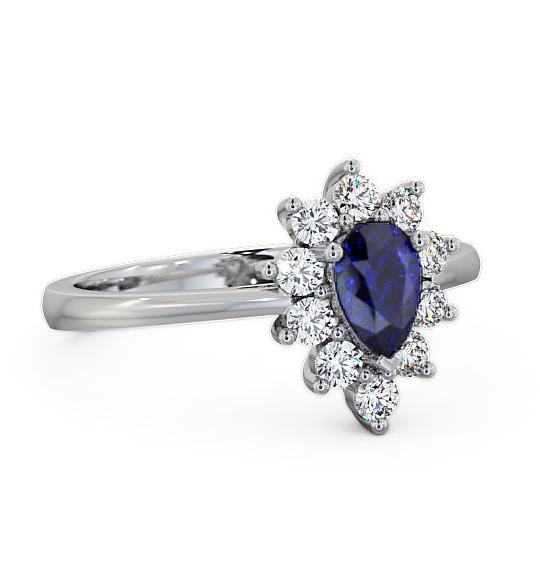 Cluster Blue Sapphire and Diamond 0.85ct Ring 18K White Gold GEM20_WG_BS_THUMB1