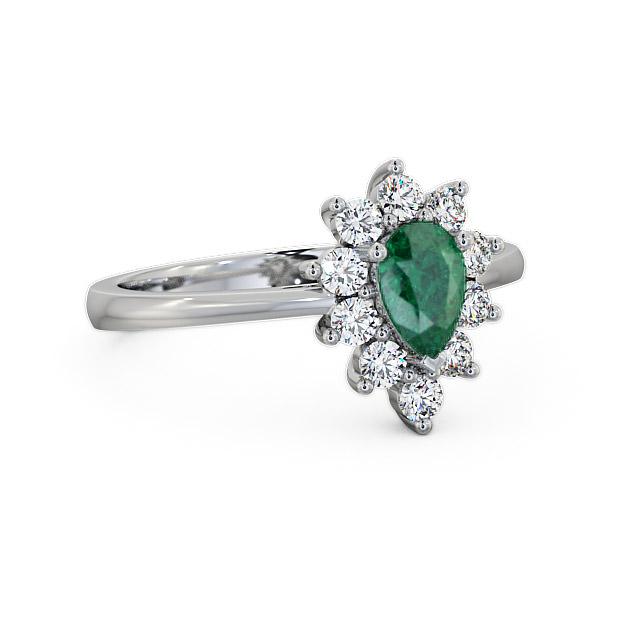 Cluster Emerald and Diamond 0.80ct Ring 18K White Gold - Kami GEM20_WG_EM_HAND