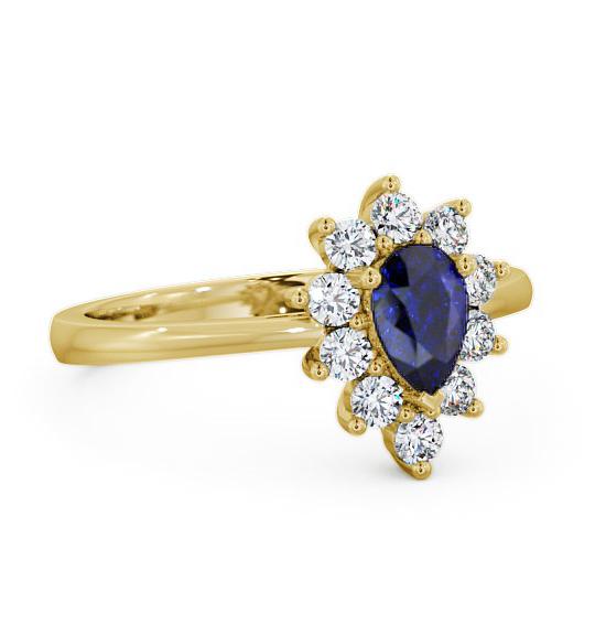 Cluster Blue Sapphire and Diamond 0.85ct Ring 9K Yellow Gold GEM20_YG_BS_THUMB1