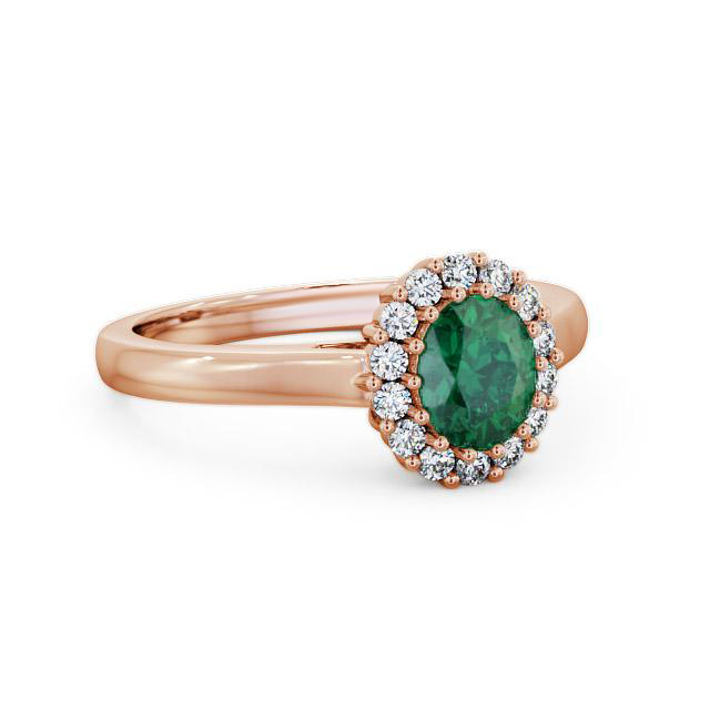 Halo Emerald and Diamond 0.73ct Ring 18K Rose Gold - Zoe GEM21_RG_EM_HAND