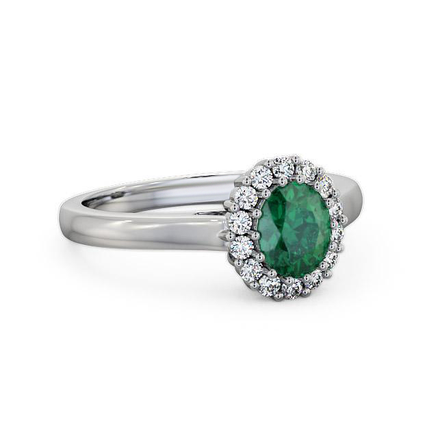 Halo Emerald and Diamond 0.73ct Ring 9K White Gold - Zoe GEM21_WG_EM_HAND