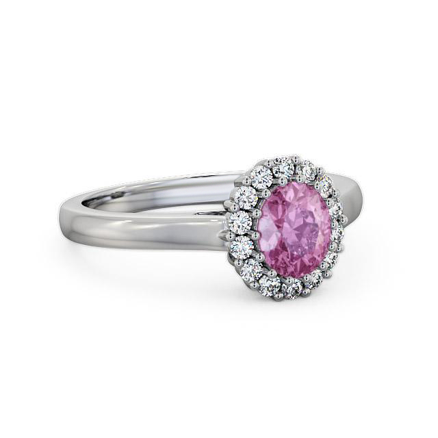 Halo Pink Sapphire and Diamond 0.81ct Ring 18K White Gold - Zoe GEM21_WG_PS_HAND