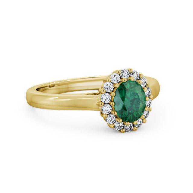 Halo Emerald and Diamond 0.73ct Ring 9K Yellow Gold - Zoe GEM21_YG_EM_HAND