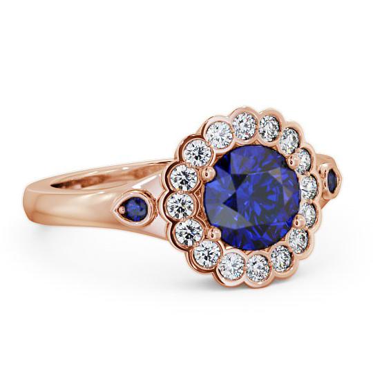 Halo Blue Sapphire and Diamond 1.69ct Ring 18K Rose Gold GEM22_RG_BS_THUMB1