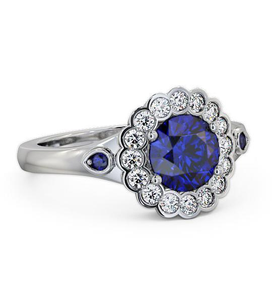 Halo Blue Sapphire and Diamond 1.69ct Ring 18K White Gold GEM22_WG_BS_THUMB1