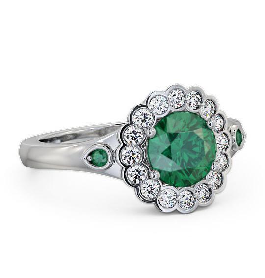 Halo Emerald and Diamond 1.53ct Ring 18K White Gold GEM22_WG_EM_THUMB1