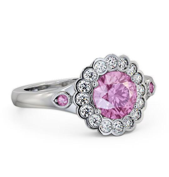 Halo Pink Sapphire and Diamond 1.69ct Ring 18K White Gold GEM22_WG_PS_THUMB1