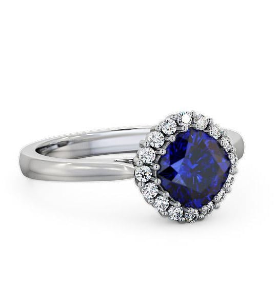 Halo Blue Sapphire and Diamond 1.46ct Ring 18K White Gold GEM23_WG_BS_THUMB2 