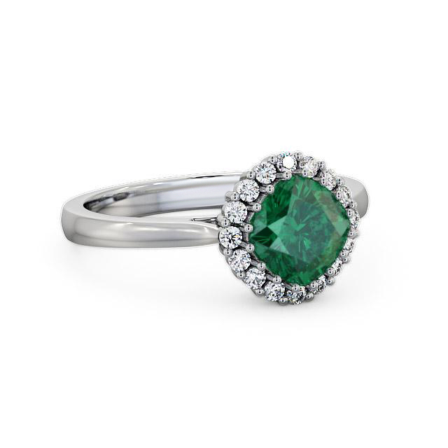 Halo Emerald and Diamond 1.16ct Ring 18K White Gold - Maribella GEM23_WG_EM_HAND